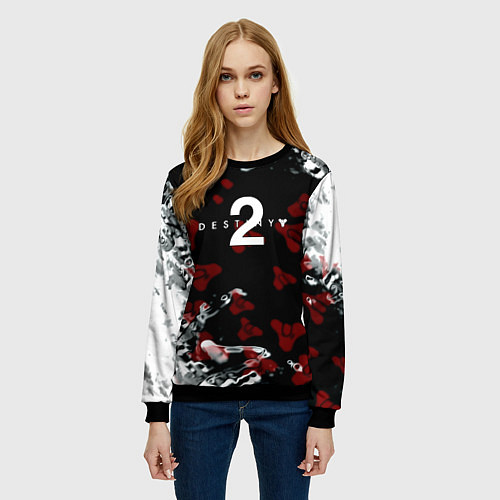 Женский свитшот Destiny 2 logo game / 3D-Черный – фото 3