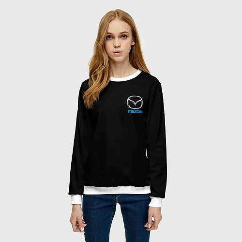 Женский свитшот Mazda logo auto / 3D-Белый – фото 3