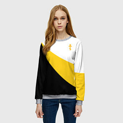 Свитшот женский Мы русские с нами Бог малый желтый крест Николай I, цвет: 3D-меланж — фото 2