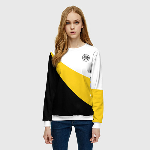 Женский свитшот Мы русские с нами Бог малый черный кцк Николай II / 3D-Белый – фото 3