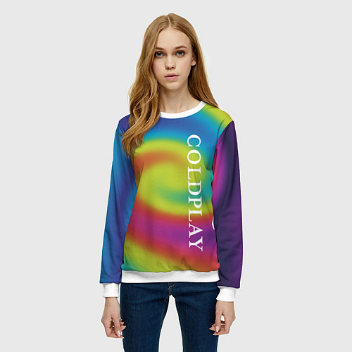 Женский свитшот Coldplay moon music album / 3D-Белый – фото 3