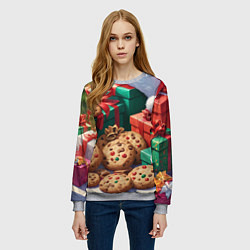 Свитшот женский Рождественские подарки, цвет: 3D-меланж — фото 2