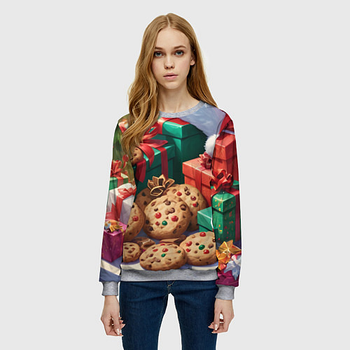 Женский свитшот Рождественские подарки / 3D-Меланж – фото 3