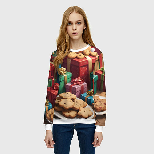 Женский свитшот Рождественское печенье / 3D-Белый – фото 3