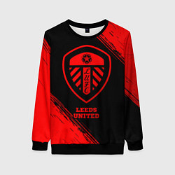 Свитшот женский Leeds United - red gradient, цвет: 3D-черный