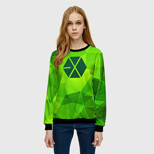 Женский свитшот Exo green poly / 3D-Черный – фото 3