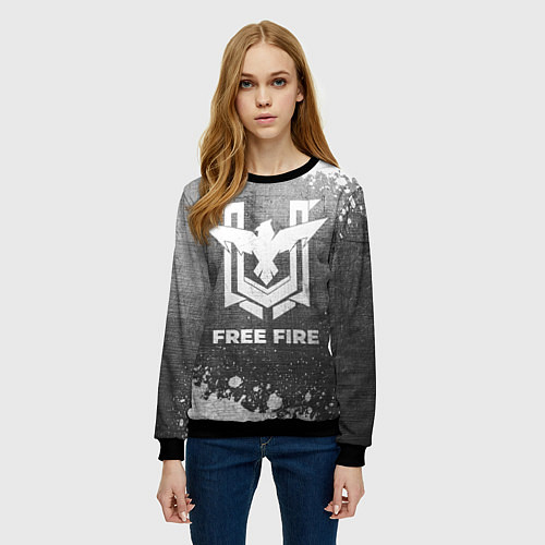 Женский свитшот Free Fire - grey gradient / 3D-Черный – фото 3