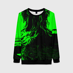Женский свитшот Зелёная энергия на чёрном фоне