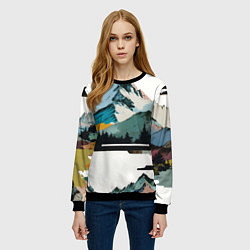 Свитшот женский Арт горы абстракция, цвет: 3D-черный — фото 2