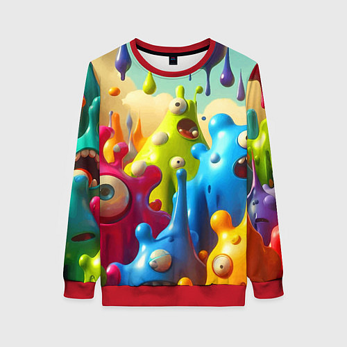 Женский свитшот Мультяшные персонажи - нейроарт / 3D-Красный – фото 1