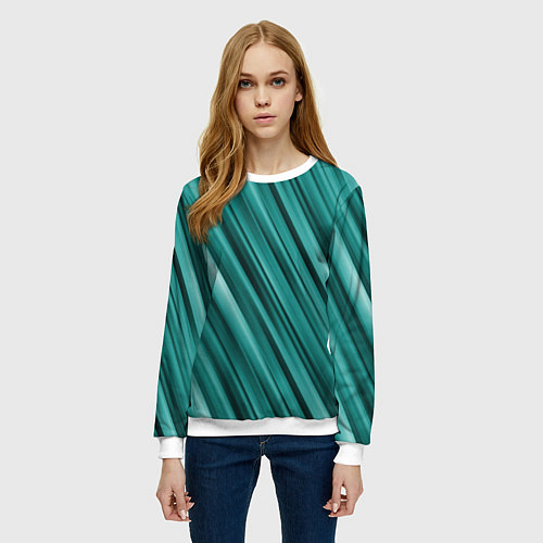 Женский свитшот Лазурные волны / 3D-Белый – фото 3