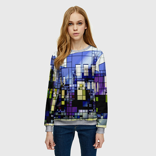Женский свитшот Городской пейзаж / 3D-Меланж – фото 3