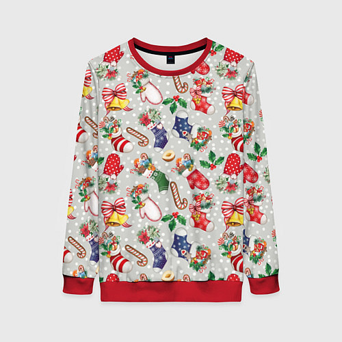 Женский свитшот Christmas Pattern / 3D-Красный – фото 1