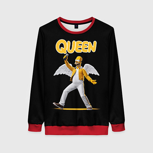 Женский свитшот Queen Гомер Симпсон / 3D-Красный – фото 1