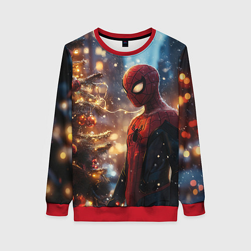 Женский свитшот Spider-man new year / 3D-Красный – фото 1