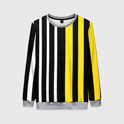 Женский свитшот Вертикальные полосы триколор жёлтый