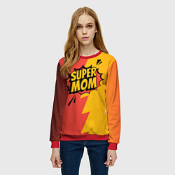 Свитшот женский Super mom - superhero, цвет: 3D-красный — фото 2
