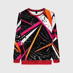 Свитшот женский Разноцветные праздничные линии, цвет: 3D-красный