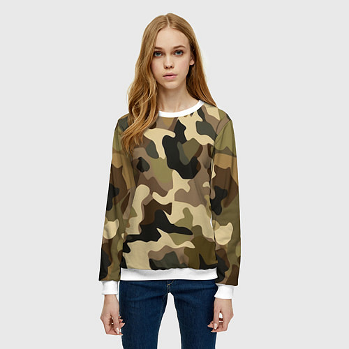 Женский свитшот Милитари камуфляж / 3D-Белый – фото 3