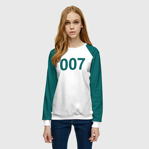 Женский свитшот Игра в кальмара 007 / 3D-Белый – фото 3