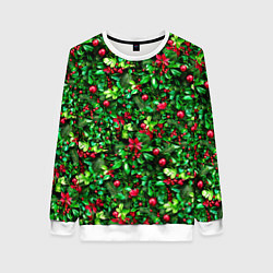 Женский свитшот Ягоды падуба на новогодней елке