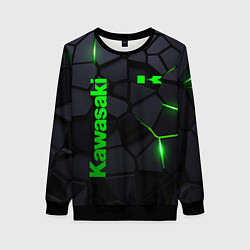 Свитшот женский Kawasaki - плиты с эффектом свечения, цвет: 3D-черный