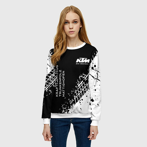 Женский свитшот KTM - следы от шин / 3D-Белый – фото 3