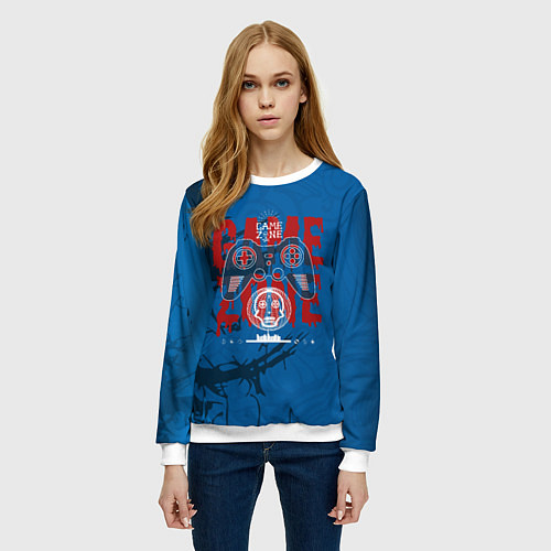 Женский свитшот Логотип геймпада / 3D-Белый – фото 3