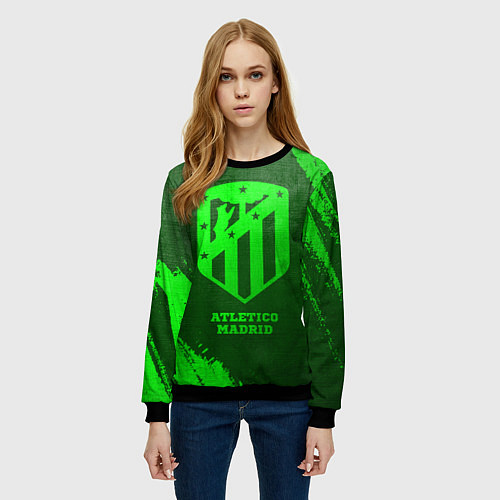 Женский свитшот Atletico Madrid - green gradient / 3D-Черный – фото 3