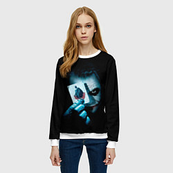 Свитшот женский Джокер с картой Темный рыцарь, цвет: 3D-белый — фото 2