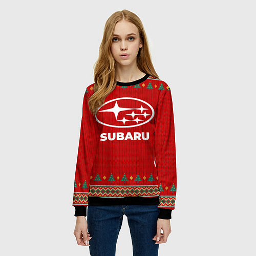 Женский свитшот Subaru new year / 3D-Черный – фото 3