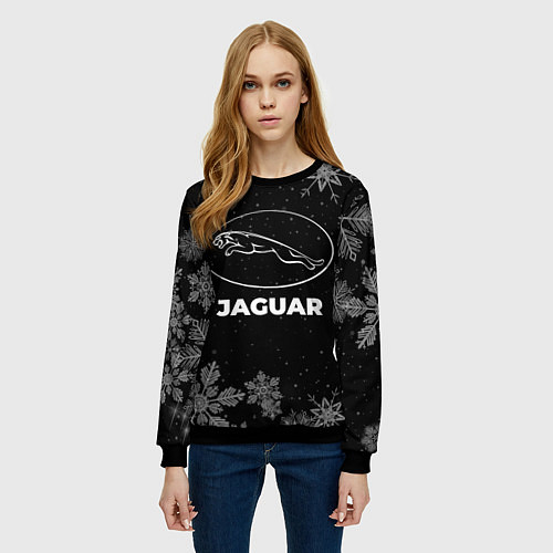 Женский свитшот Снежный Jaguar / 3D-Черный – фото 3