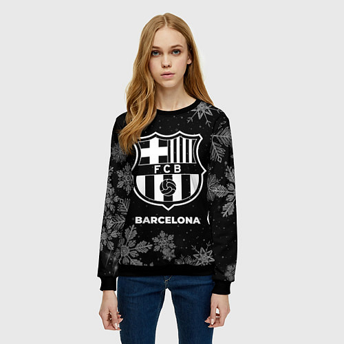 Женский свитшот Снежный Barcelona / 3D-Черный – фото 3