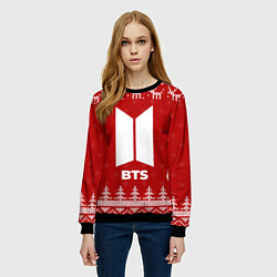 Свитшот женский Новогодний BTS с оленями, цвет: 3D-черный — фото 2