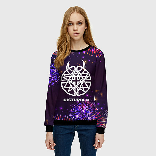 Женский свитшот Праздничный Disturbed / 3D-Черный – фото 3