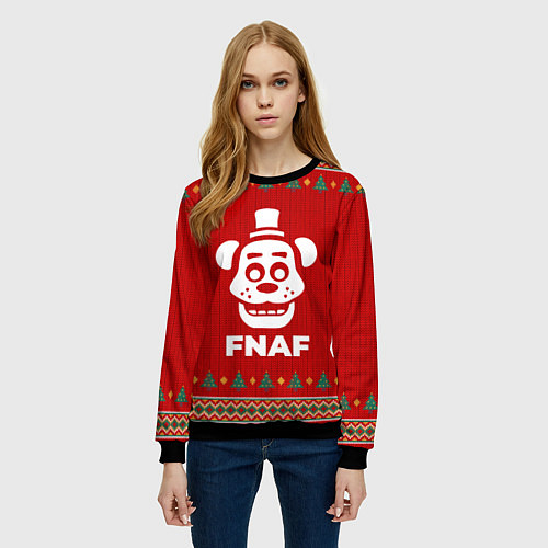Женский свитшот FNAF new year / 3D-Черный – фото 3
