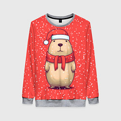 Свитшот женский Милая рождественская капибапра, цвет: 3D-меланж