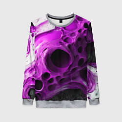 Свитшот женский Фиолетово-белая абстрактная структура, цвет: 3D-меланж
