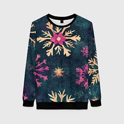 Женский свитшот Новогодние разноцветные снежинки