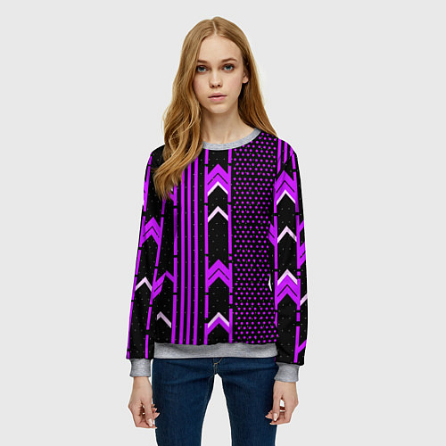 Женский свитшот Фиолетовые обои на чёрном фоне / 3D-Меланж – фото 3