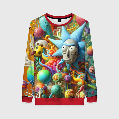 Женский свитшот Рик Санчес - абстракция / 3D-Красный – фото 1