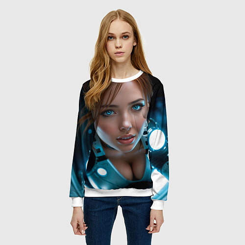 Женский свитшот Космонавтка / 3D-Белый – фото 3