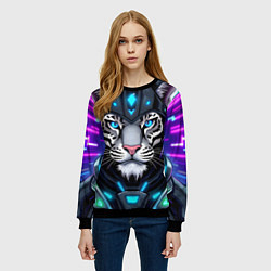 Свитшот женский Крутой неоновый тигр, цвет: 3D-черный — фото 2