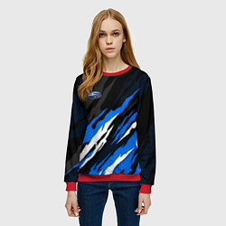 Свитшот женский Субару - черно-синий, цвет: 3D-красный — фото 2