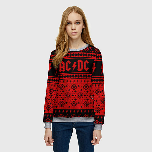 Женский свитшот ACDC christmas sweater / 3D-Меланж – фото 3