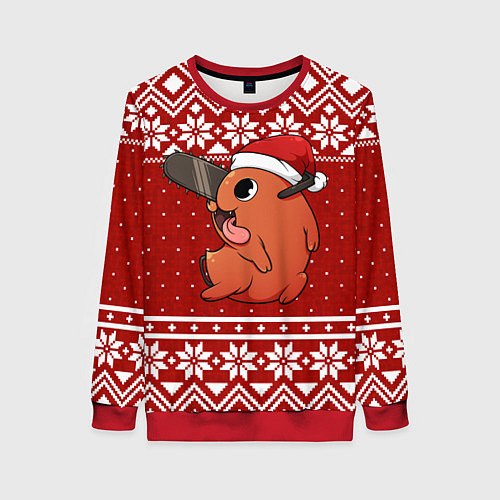 Женский свитшот Почита новогодний свитер / 3D-Красный – фото 1