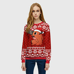 Свитшот женский Почита новогодний свитер, цвет: 3D-красный — фото 2