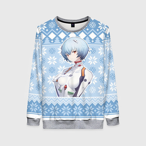 Женский свитшот Rei christmas sweater Evangelion / 3D-Меланж – фото 1