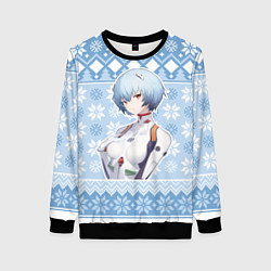 Свитшот женский Rei christmas sweater Evangelion, цвет: 3D-черный