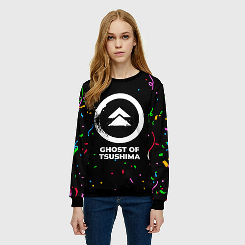 Женский свитшот Ghost of Tsushima конфети / 3D-Черный – фото 3